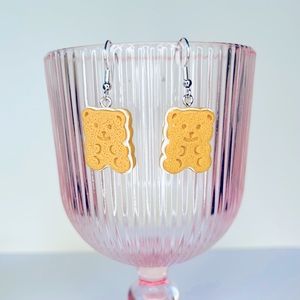 Bear Shaped Cream Biscuit Earrings